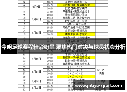今明足球赛程精彩纷呈 聚焦热门对决与球员状态分析